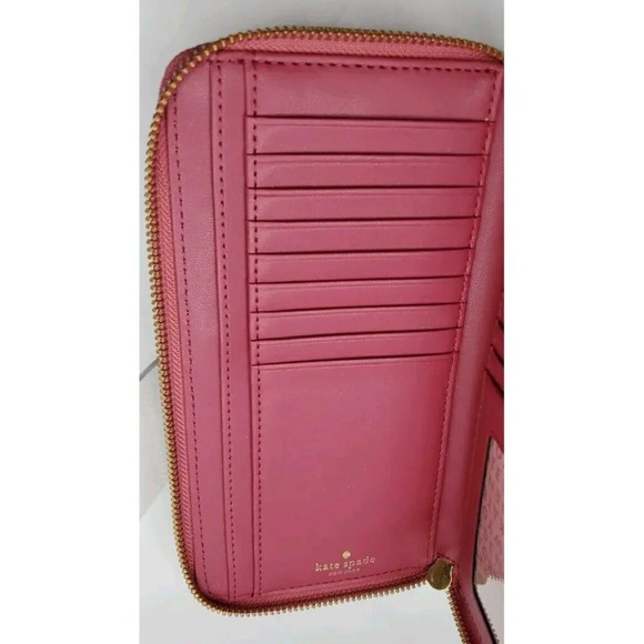 Kate Spade Mauve Leather Zip Around Wallet Billfold - Picture 5 of 12